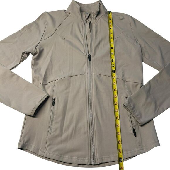 Alphalete Women’s M Full Zip Pro Elite Performance Jacket‎ Beige Sand Fitted Gym - Picture 11 of 11